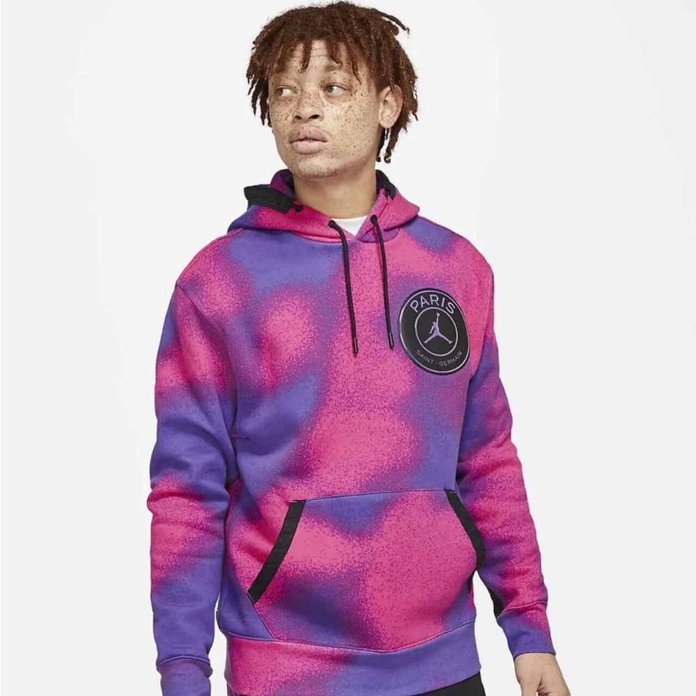 NWT Mens Nike Air Jordan PSG Tie-Dye Pullover Hoodie Size 2XL CK9649-510 Warm